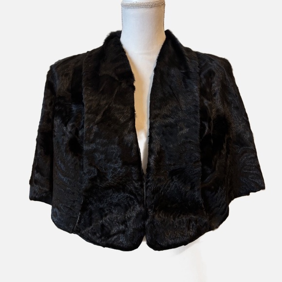 Vintage Karakul Lamb Fur Wrap Cape Jacket Shawl Black - Picture 10 of 10